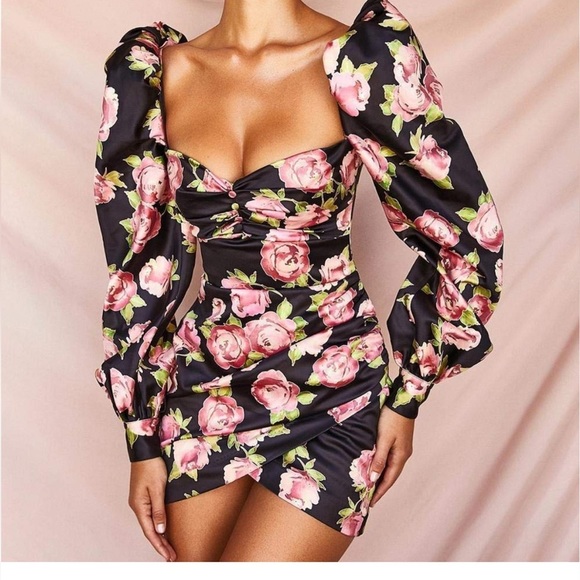 House of CB Amaryllis Rose Print Mini Dress - Picture 3 of 12